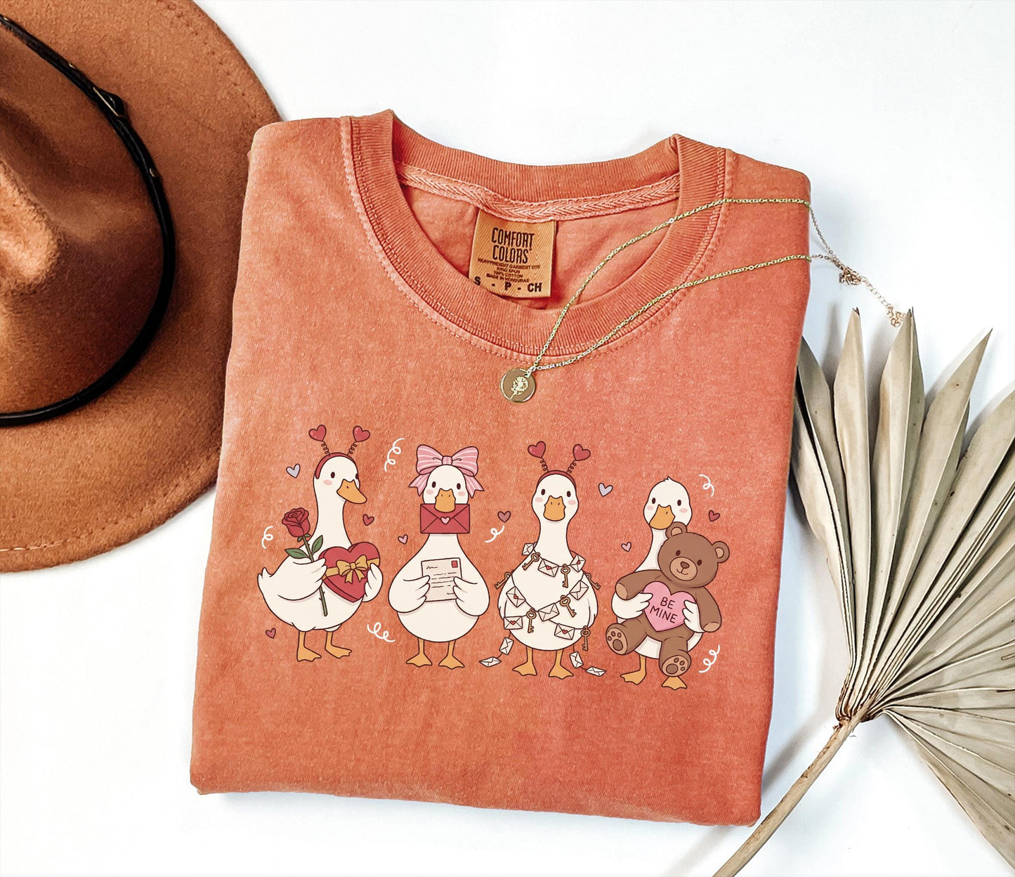 Goose Comfort Colors Shirt Pink Coquette Valentine, Preppy Animal Tee