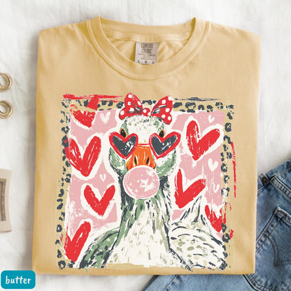 Brushstroke Love Goose Comfort Colors® Tee Silly Goose Shirt Valentine's Day Gift Goose Hearts Shirt Gift for Valentine