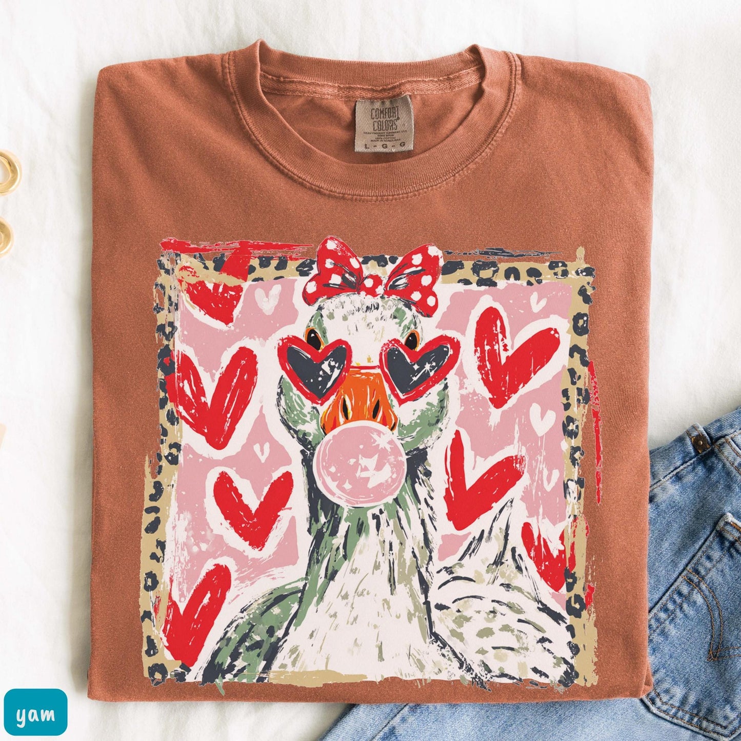 Brushstroke Love Goose Comfort Colors® Tee Silly Goose Shirt Valentine's Day Gift Goose Hearts Shirt Gift for Valentine