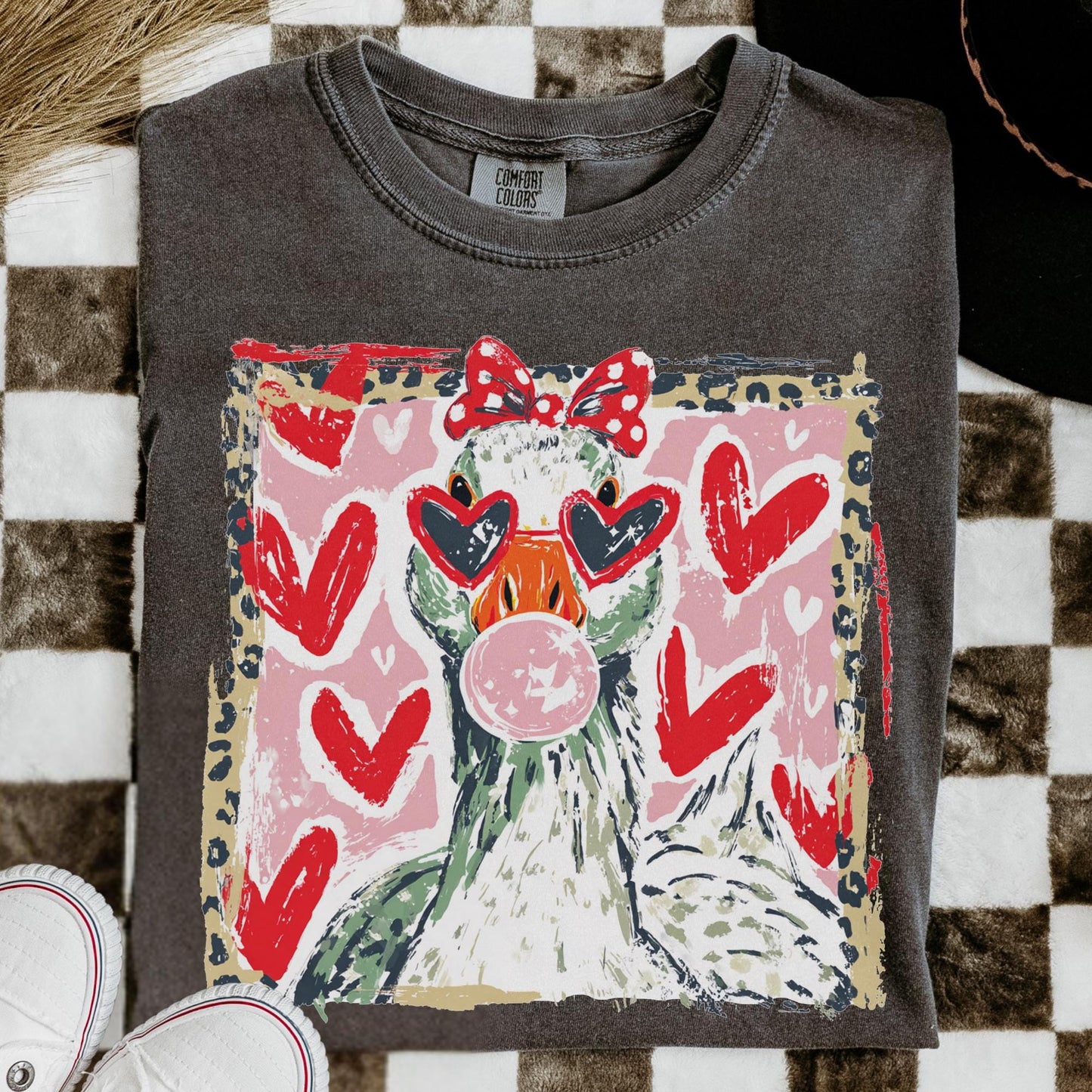 Brushstroke Love Goose Comfort Colors® Tee Silly Goose Shirt Valentine's Day Gift Goose Hearts Shirt Gift for Valentine
