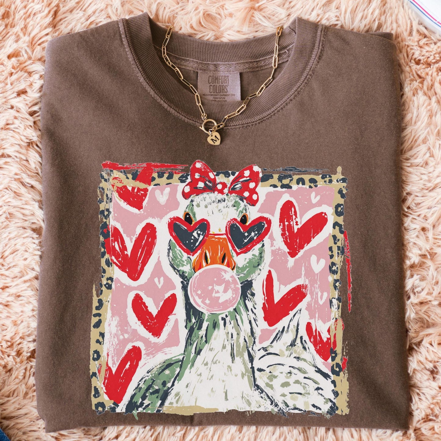Brushstroke Love Goose Comfort Colors® Tee Silly Goose Shirt Valentine's Day Gift Goose Hearts Shirt Gift for Valentine