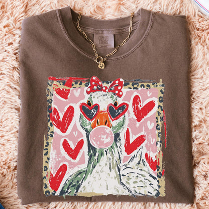 Brushstroke Love Goose Comfort Colors® Tee Silly Goose Shirt Valentine's Day Gift Goose Hearts Shirt Gift for Valentine