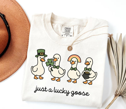 Comfort Colors® St Patrick's Day Shirt, Irish Gift, Cute St Patrick's Tshirt, Funny St Patrick Goose Tee, Holiday Goose Top, Festive Apparel