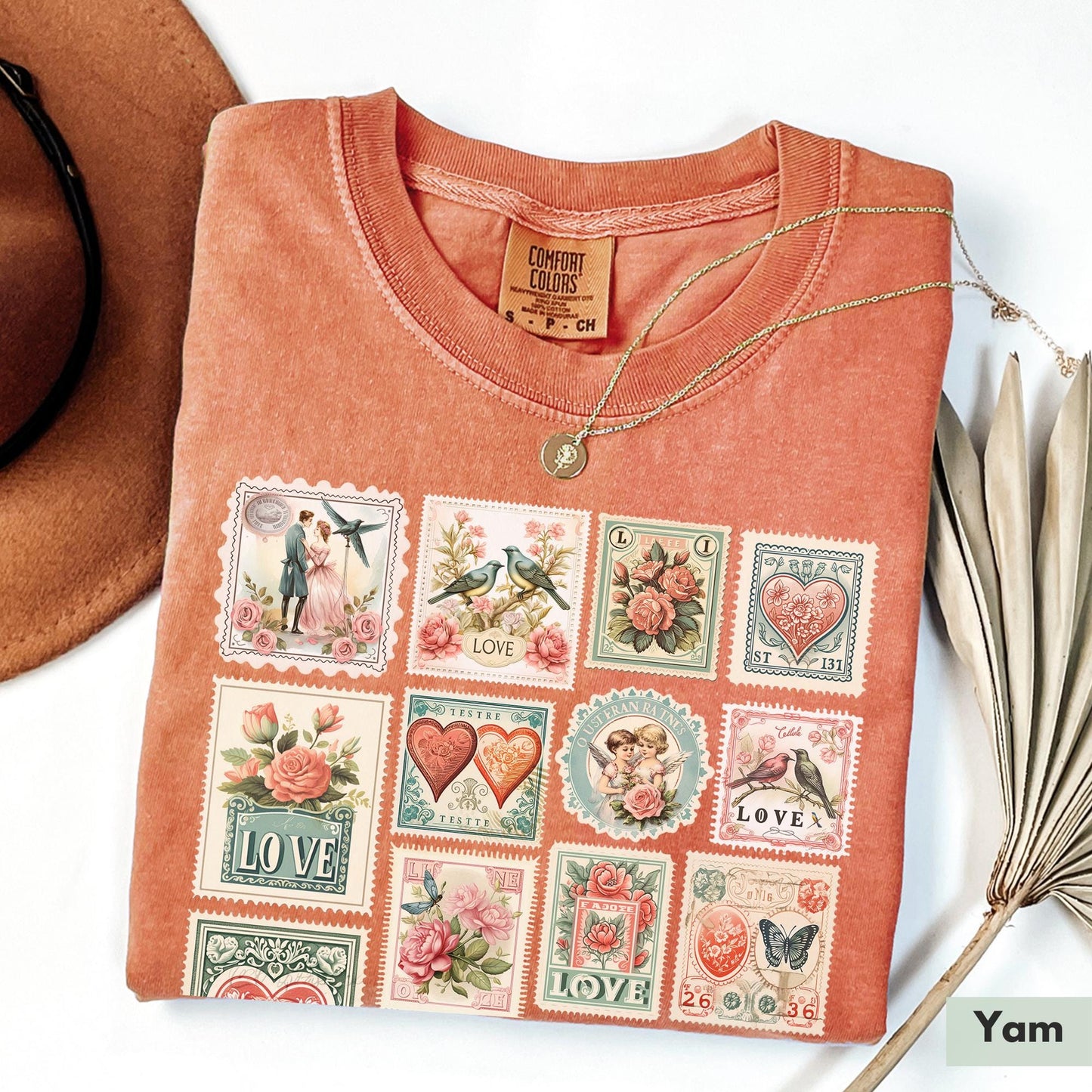 Comfort Colors® Vintage Valentines Shirt Womens Valentine's Day Vibes Shirt Valentine Stamps Shirt Cute Gift for Best Friend Tee Love Shirt