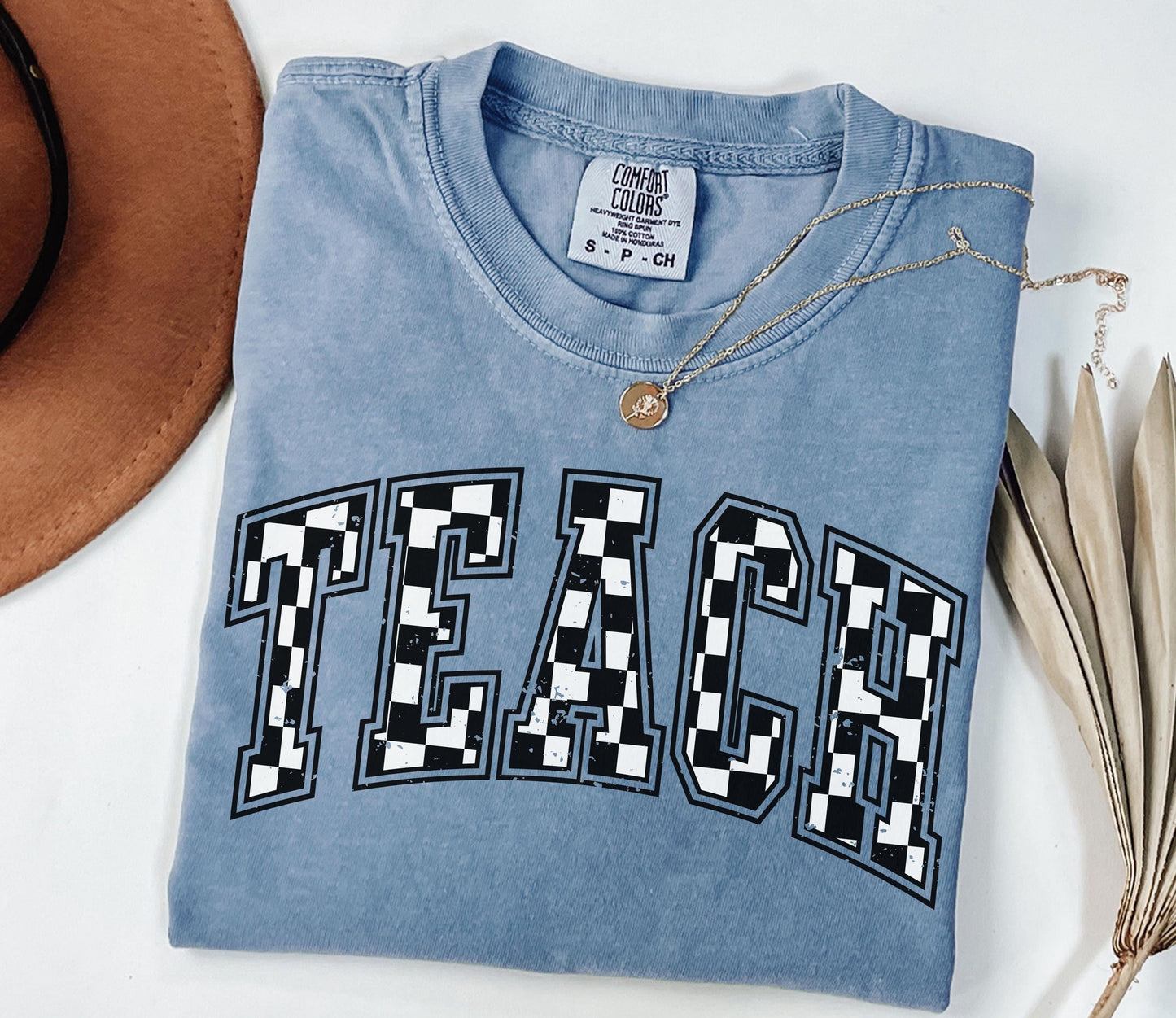 Comfort Colors® Checkered Teacher Shirt Gift for Teacher, Retro Teach Tee, Teacher Appreciation, Teacher Graduation, Student Teacher Gift