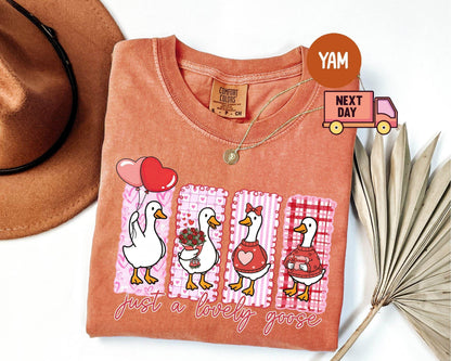 Comfort Colors® Just A Lovely Goose Shirt, Goose Valentine Day Shirt, Funny Valentine Silly Goose Tee, Animal Tee, Cute Goose Lover Gift