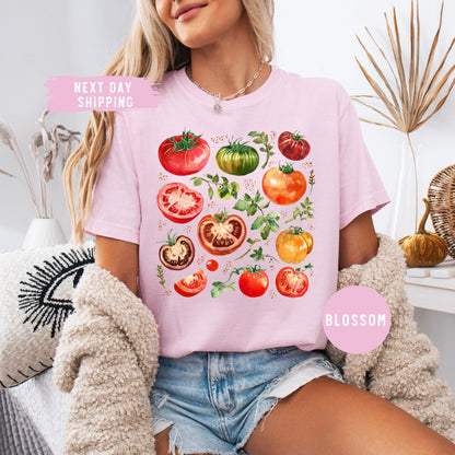 Comfort Colors® Tomato Shirt, Fruit Shirt, Botanical Shirt, Cottagecore Clothing Vegan Shirt,Vegetable Shirt,Aesthetic Clothes, Garden Shirt