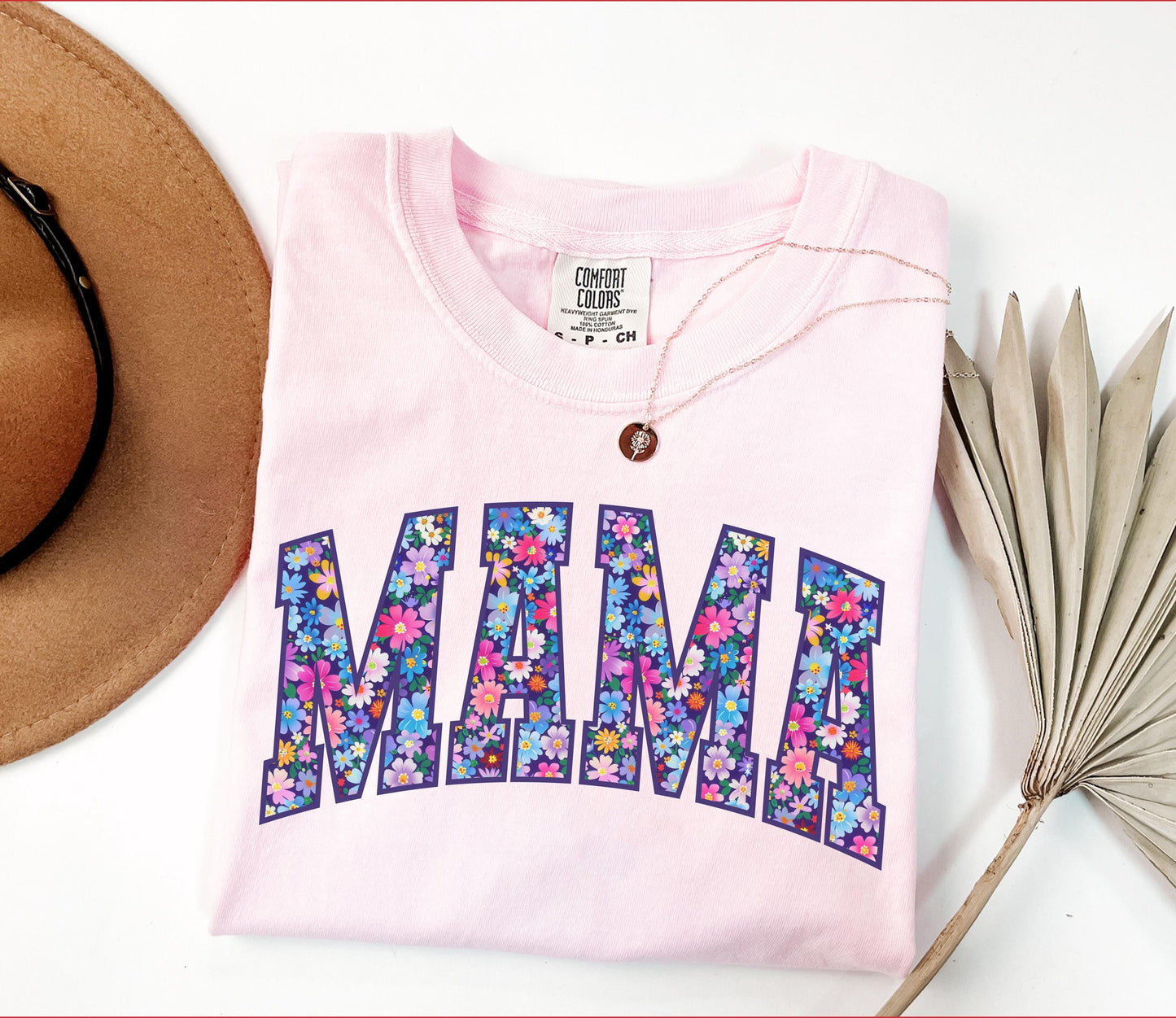 Comfort Colors® Mama Shirt, Floral Mom Spring Tee, Trendy Mom Tshirt, Women's Flower Mama Shirt, Spring Pregnancy Reveal Gift for New Mom