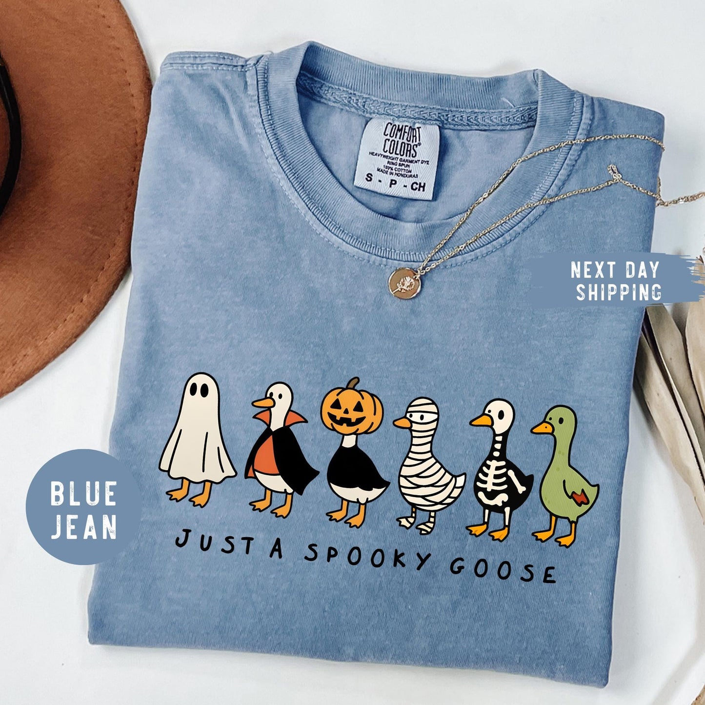Comfort Colors® Just a Spooky Goose Shirt, Funny Halloween Goose Shirt, Goose in Halloween Costumes Shirt, Cute Horror Goose Shirt
