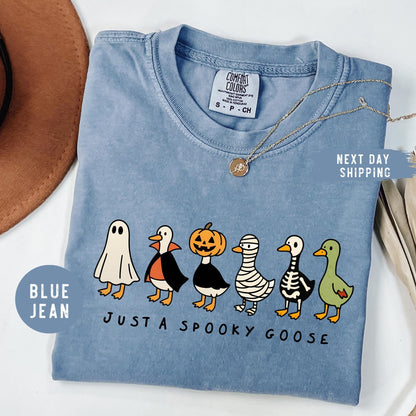Comfort Colors® Just a Spooky Goose Shirt, Funny Halloween Goose Shirt, Goose in Halloween Costumes Shirt, Cute Horror Goose Shirt