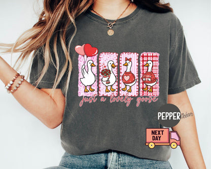 Comfort Colors® Just A Lovely Goose Shirt, Goose Valentine Day Shirt, Funny Valentine Silly Goose Tee, Animal Tee, Cute Goose Lover Gift