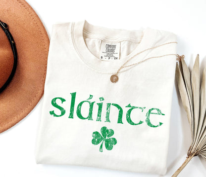 Comfort Colors® Retro Slainte Shirt, Womens Lucky Shirt, St Patricks Day Shirt, Shamrock Shirt, Cute Patricks Day Shirt, Funny Irish Shirt