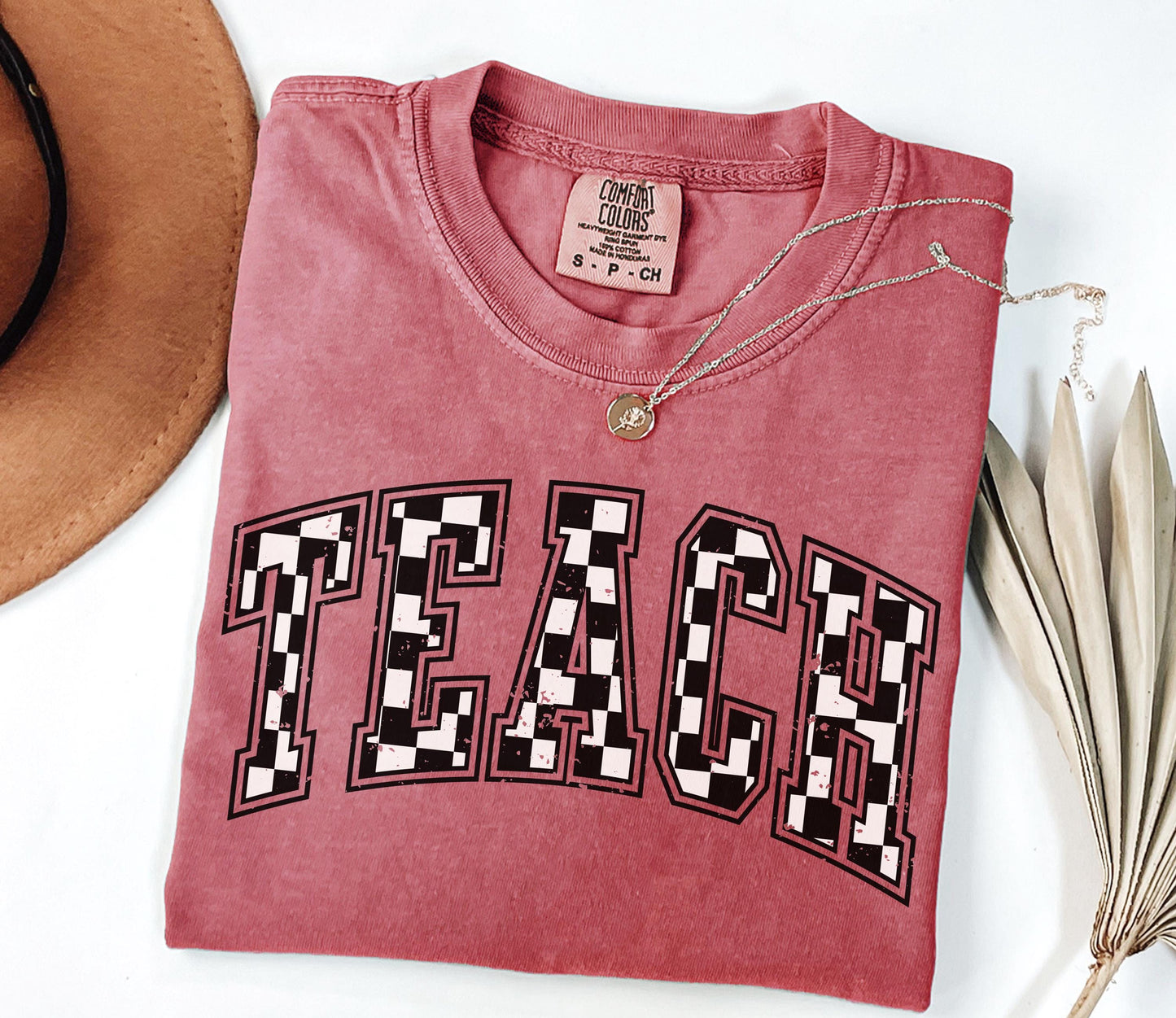 Comfort Colors® Checkered Teacher Shirt Gift for Teacher, Retro Teach Tee, Teacher Appreciation, Teacher Graduation, Student Teacher Gift