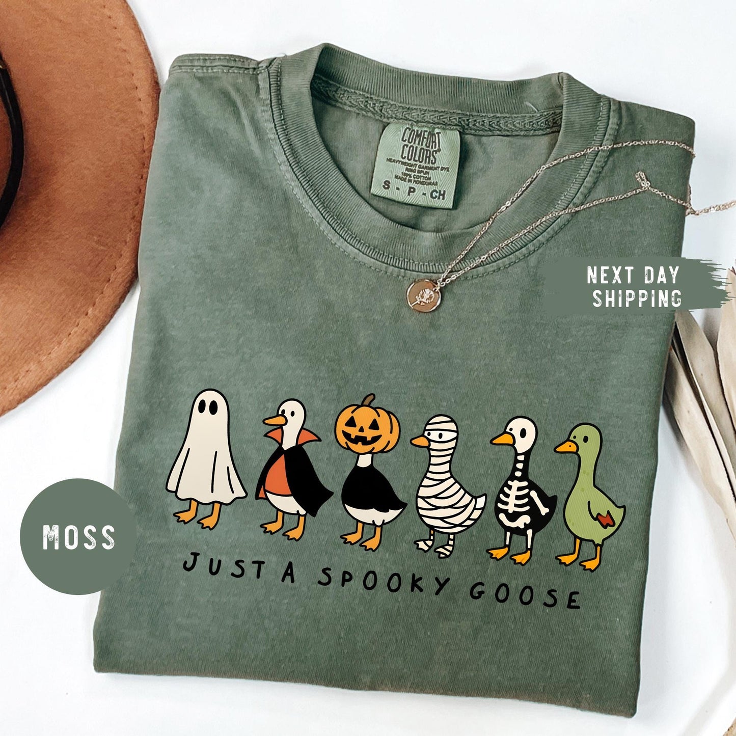 Comfort Colors® Just a Spooky Goose Shirt, Funny Halloween Goose Shirt, Goose in Halloween Costumes Shirt, Cute Horror Goose Shirt