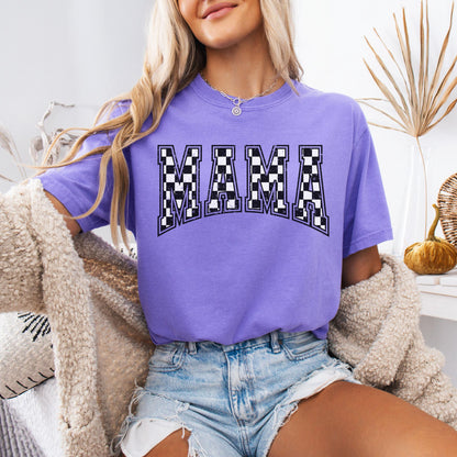 Comfort Colors Checkered Mama Shirt Gift for Mom, Retro Mom Tee, Mother's Day Gift, Vintage Checkered Mama Tshirt, Varsity Mom Sweatshirt