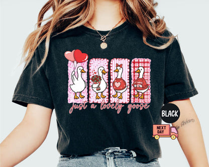 Comfort Colors® Just A Lovely Goose Shirt, Goose Valentine Day Shirt, Funny Valentine Silly Goose Tee, Animal Tee, Cute Goose Lover Gift
