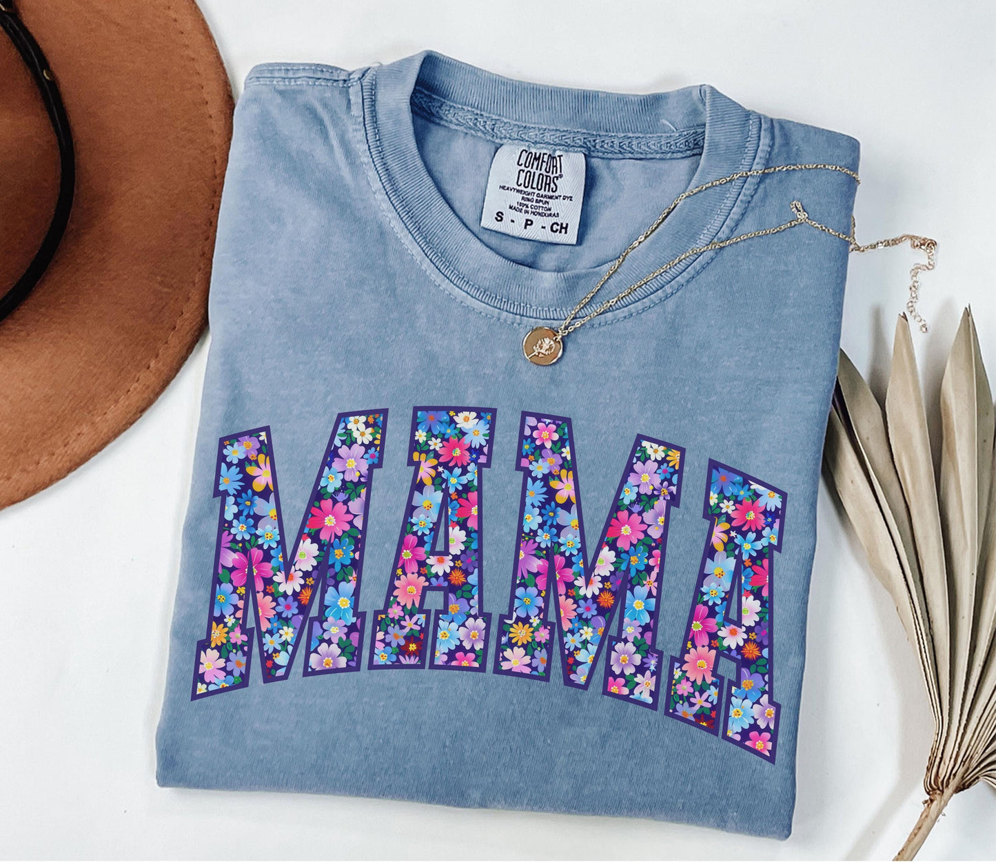 Comfort Colors® Mama Shirt, Floral Mom Spring Tee, Trendy Mom Tshirt, Women's Flower Mama Shirt, Spring Pregnancy Reveal Gift for New Mom