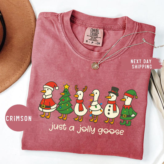 Comfort Colors® Just a Jolly Goose Shirt, Funny Goose Shirt, Christmas Silly Goose Tee, Silly Goose Christmas Tee, Funny Christmas Gift Tee