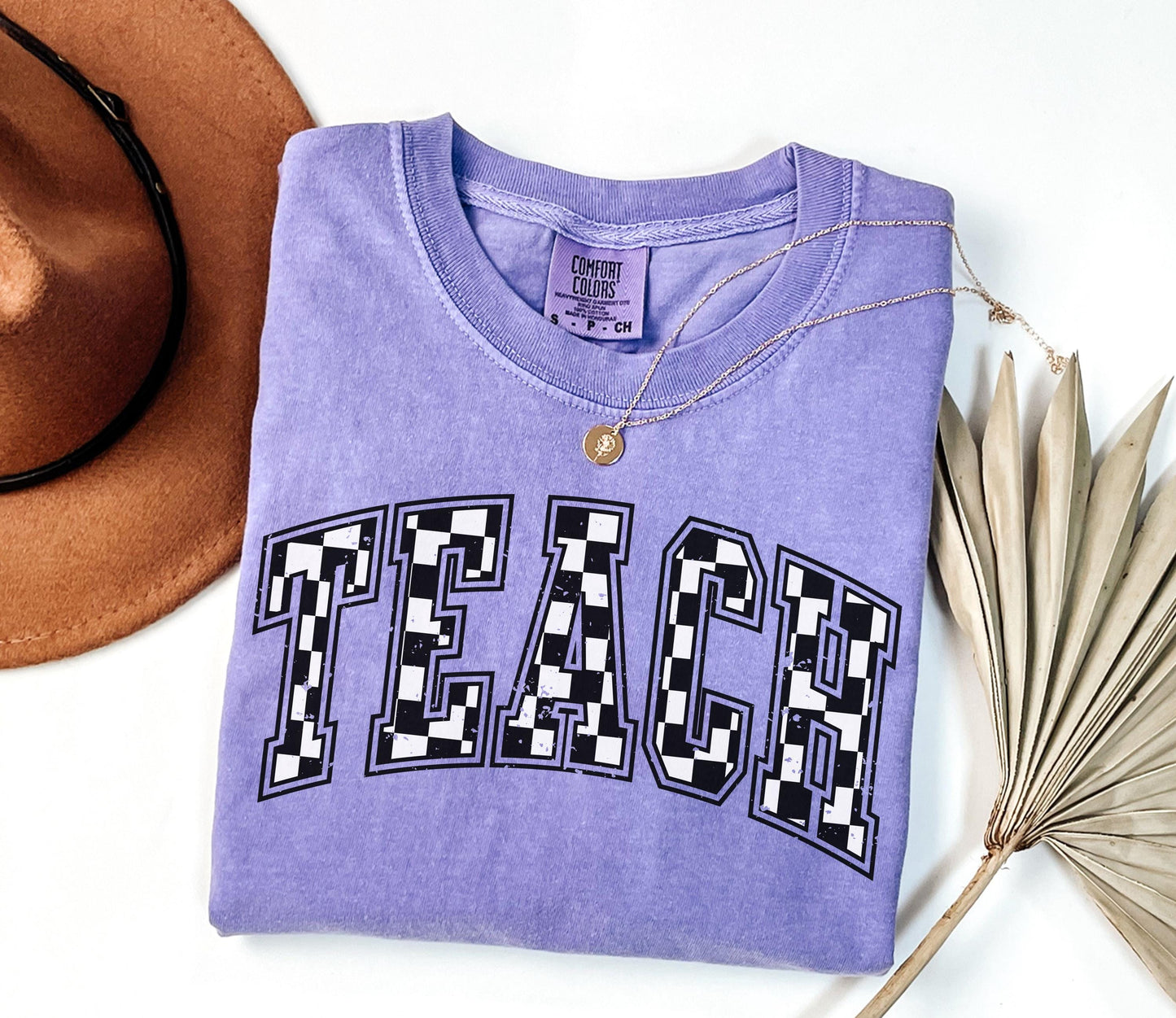 Comfort Colors® Checkered Teacher Shirt Gift for Teacher, Retro Teach Tee, Teacher Appreciation, Teacher Graduation, Student Teacher Gift