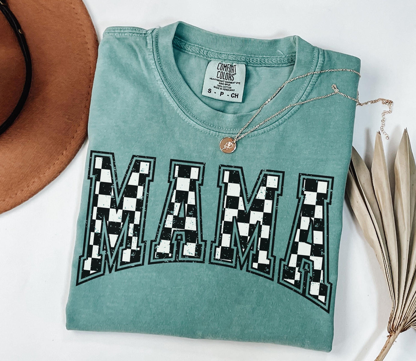 Comfort Colors Checkered Mama Shirt Gift for Mom, Retro Mom Tee, Mother's Day Gift, Vintage Checkered Mama Tshirt, Varsity Mom Sweatshirt