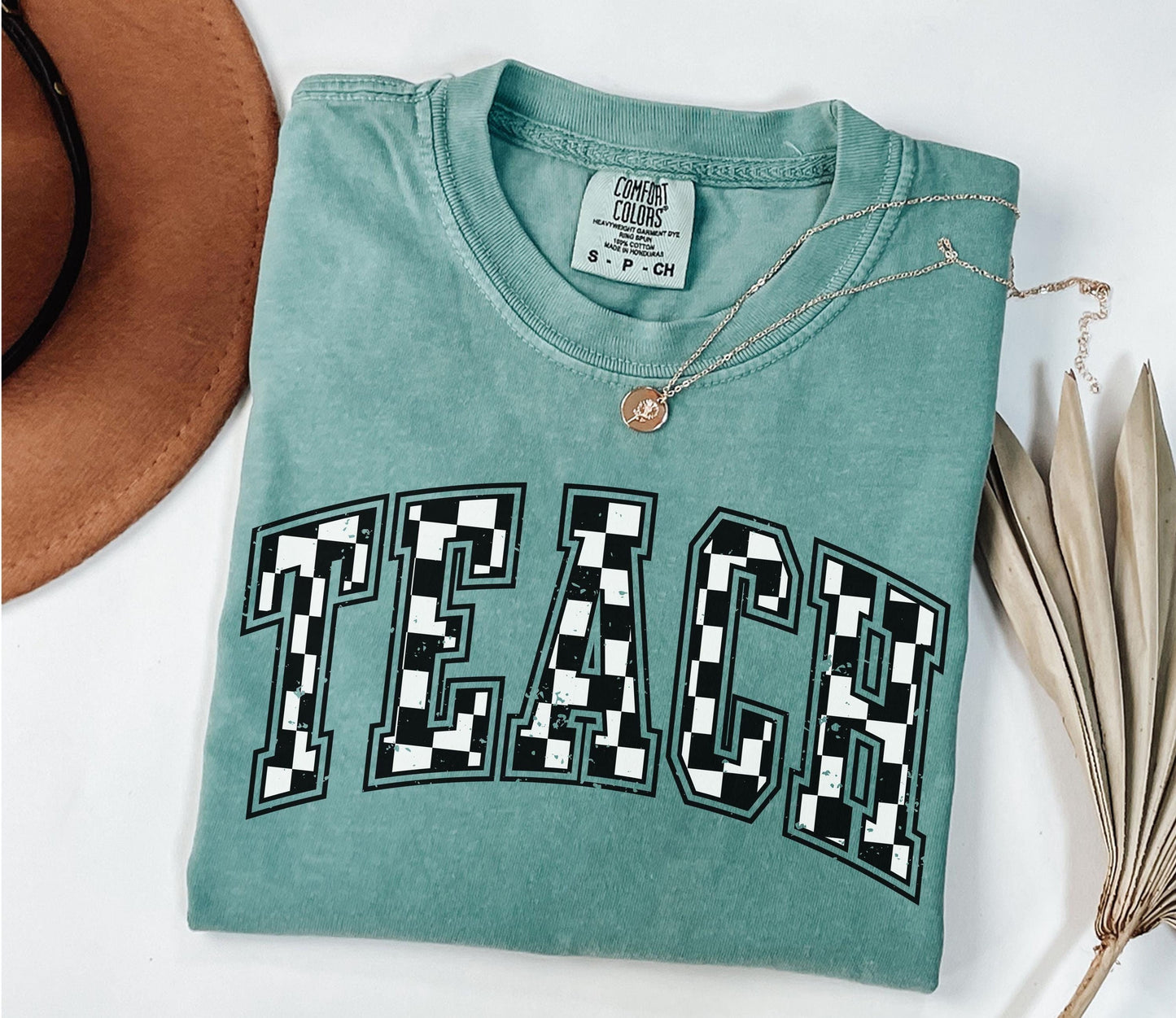 Comfort Colors® Checkered Teacher Shirt Gift for Teacher, Retro Teach Tee, Teacher Appreciation, Teacher Graduation, Student Teacher Gift