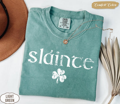 Comfort Colors® Retro Slainte Shirt, Womens Lucky Shirt, St Patricks Day Shirt, Shamrock Shirt, Cute Patricks Day Shirt, Funny Irish Shirt