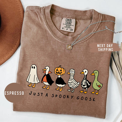 Comfort Colors® Just a Spooky Goose Shirt, Funny Halloween Goose Shirt, Goose in Halloween Costumes Shirt, Cute Horror Goose Shirt