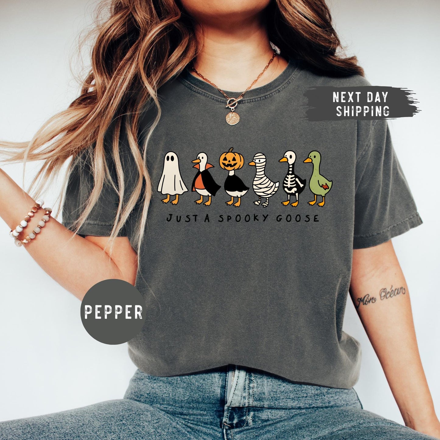 Comfort Colors® Just a Spooky Goose Shirt, Funny Halloween Goose Shirt, Goose in Halloween Costumes Shirt, Cute Horror Goose Shirt