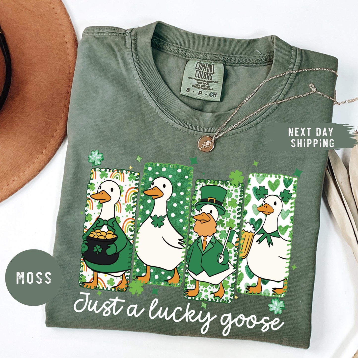 Comfort Colors® St Patrick's Day Shirt, Cute St Patrick's Tshirt, Funny St Patrick Goose Tee, Holiday Goose Top, Festive Apparel, Irish Gift