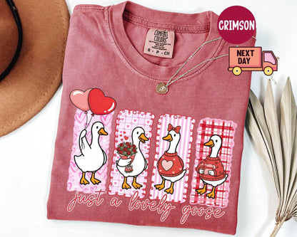 Comfort Colors® Just A Lovely Goose Shirt, Goose Valentine Day Shirt, Funny Valentine Silly Goose Tee, Animal Tee, Cute Goose Lover Gift