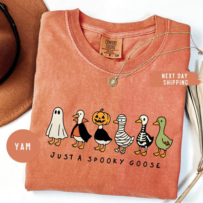 Comfort Colors® Just a Spooky Goose Shirt, Funny Halloween Goose Shirt, Goose in Halloween Costumes Shirt, Cute Horror Goose Shirt