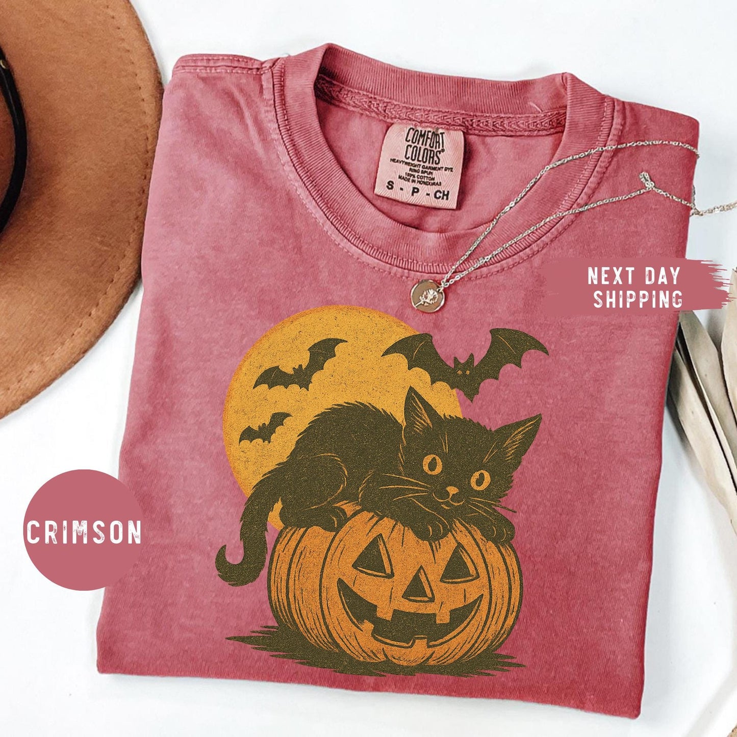 Comfort Colors® Black Cat Halloween Shirt, Nostalgic Halloween Shirt, Trendy Halloween Tee, Gift For Halloween, Vintage Cat Halloween Shirt