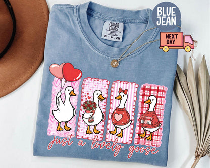 Comfort Colors® Just A Lovely Goose Shirt, Goose Valentine Day Shirt, Funny Valentine Silly Goose Tee, Animal Tee, Cute Goose Lover Gift