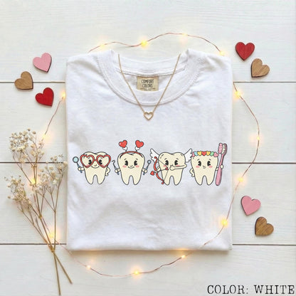 Dentist Valentines Day Shirt Comfort Colors Orthodontist Gift Retro Valentines Day Shirt V-Day Tooth Shirt Trendy Dental Assistant T-Shirt