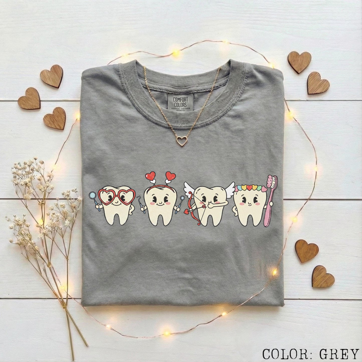 Dentist Valentines Day Shirt Comfort Colors Orthodontist Gift Retro Valentines Day Shirt V-Day Tooth Shirt Trendy Dental Assistant T-Shirt
