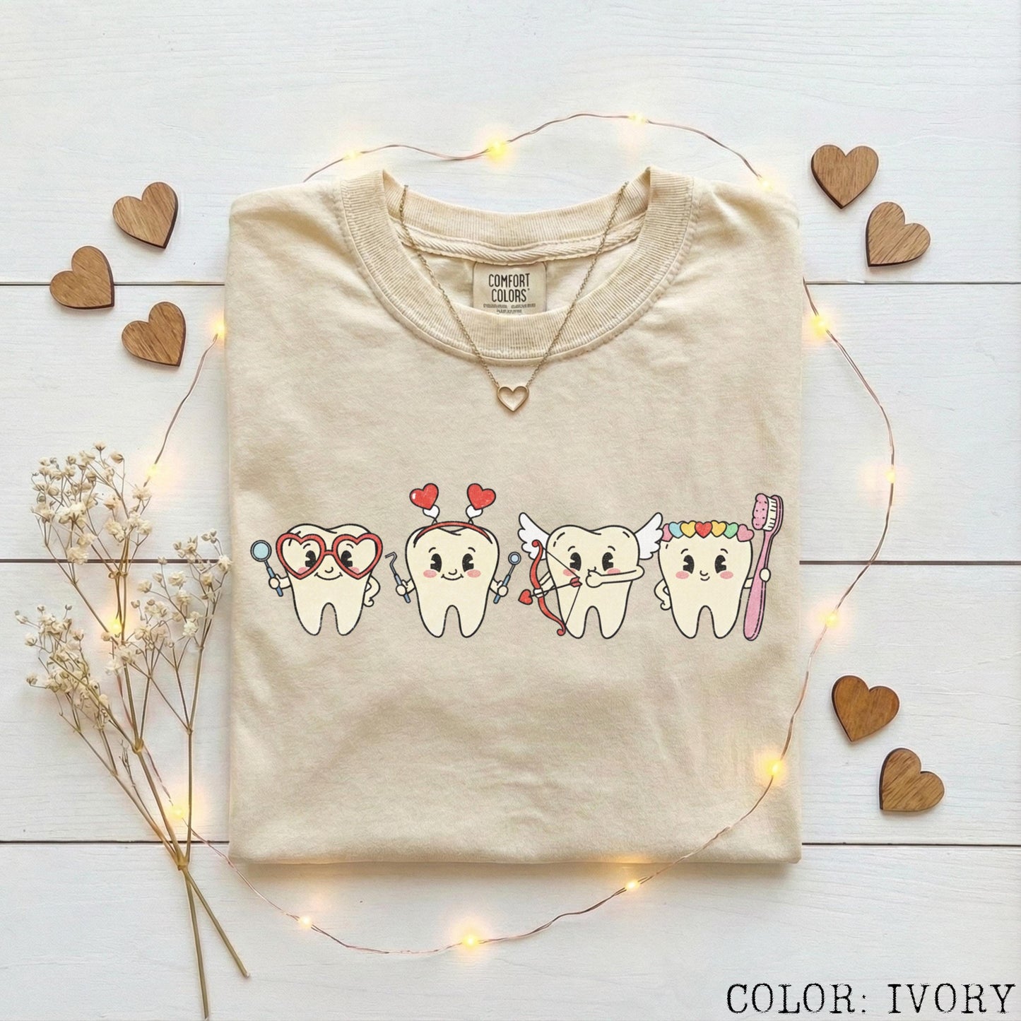 Dentist Valentines Day Shirt Comfort Colors Orthodontist Gift Retro Valentines Day Shirt V-Day Tooth Shirt Trendy Dental Assistant T-Shirt