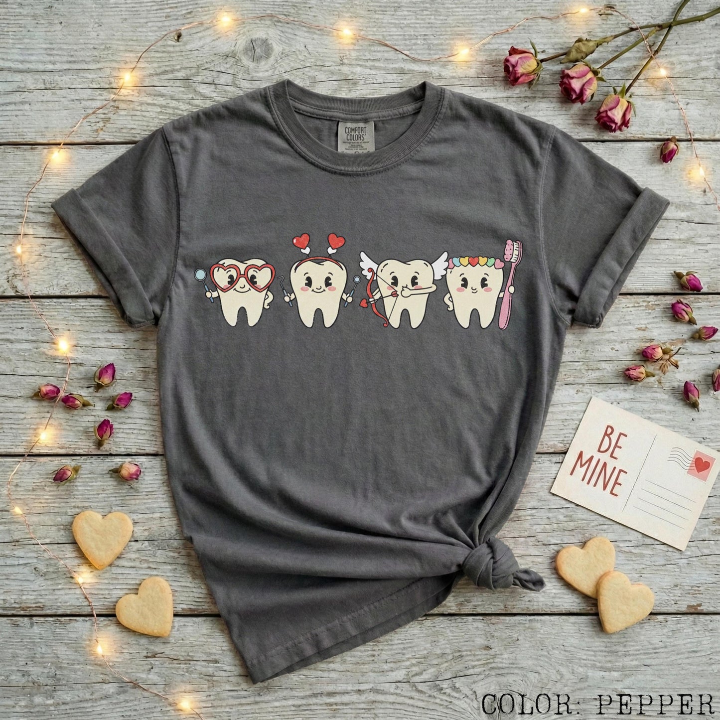 Dentist Valentines Day Shirt Comfort Colors Orthodontist Gift Retro Valentines Day Shirt V-Day Tooth Shirt Trendy Dental Assistant T-Shirt