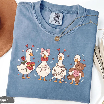 Goose Comfort Colors Shirt Pink Coquette Valentine, Preppy Animal Tee
