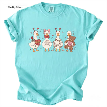 Goose Comfort Colors Shirt Pink Coquette Valentine, Preppy Animal Tee