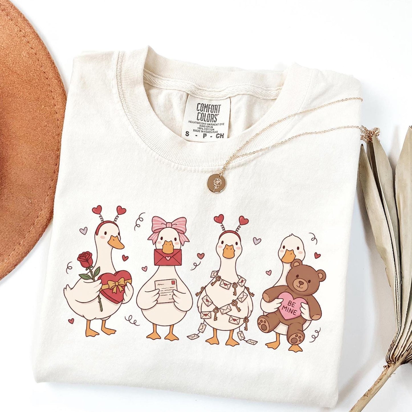 Goose Comfort Colors Shirt Pink Coquette Valentine, Preppy Animal Tee