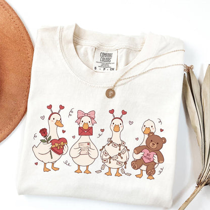 Goose Comfort Colors Shirt Pink Coquette Valentine, Preppy Animal Tee