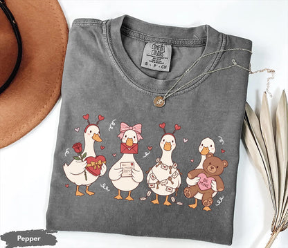 Goose Comfort Colors Shirt Pink Coquette Valentine, Preppy Animal Tee