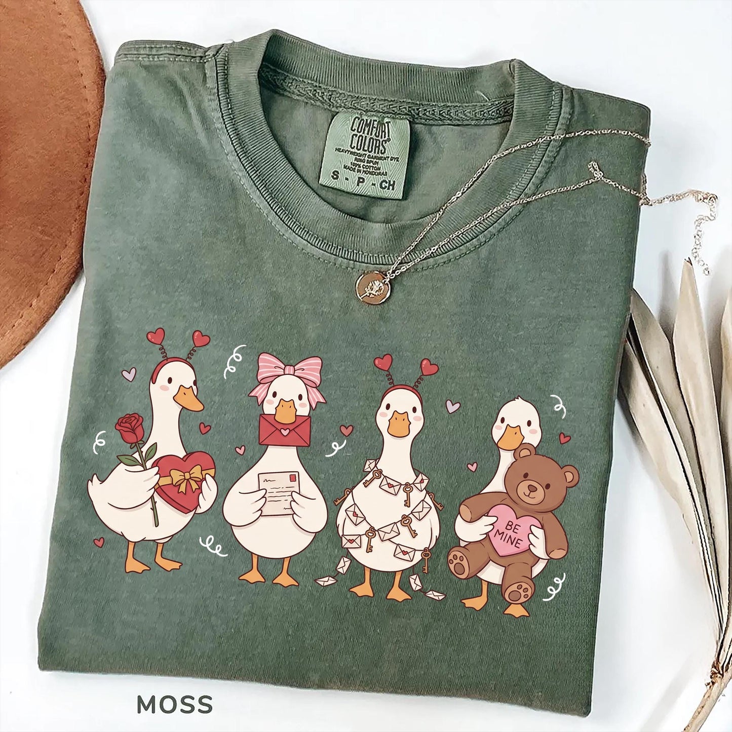 Goose Comfort Colors Shirt Pink Coquette Valentine, Preppy Animal Tee