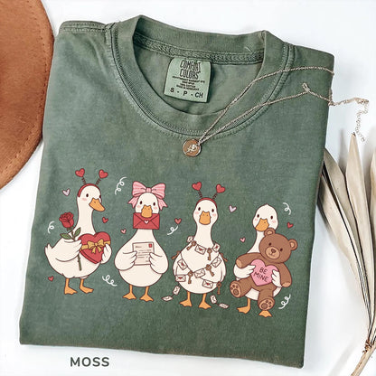 Goose Comfort Colors Shirt Pink Coquette Valentine, Preppy Animal Tee