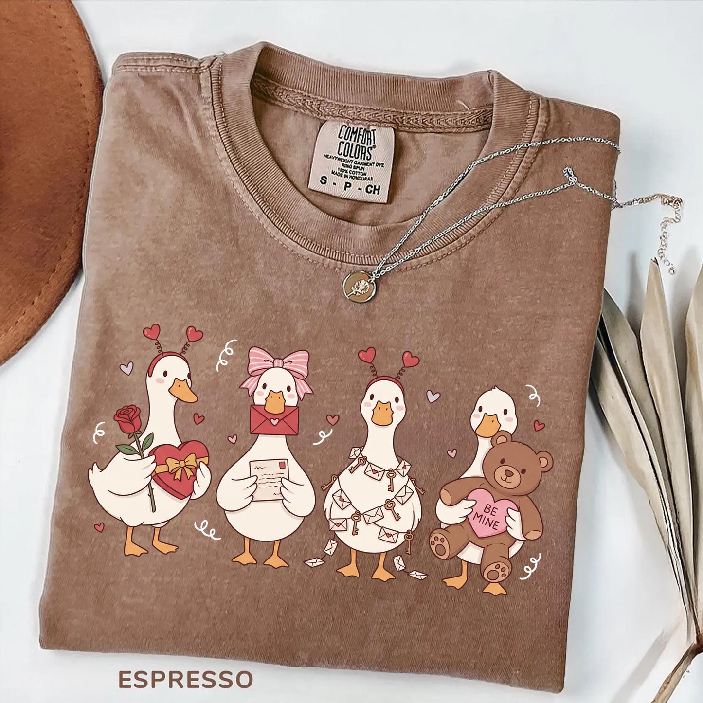 Goose Comfort Colors Shirt Pink Coquette Valentine, Preppy Animal Tee