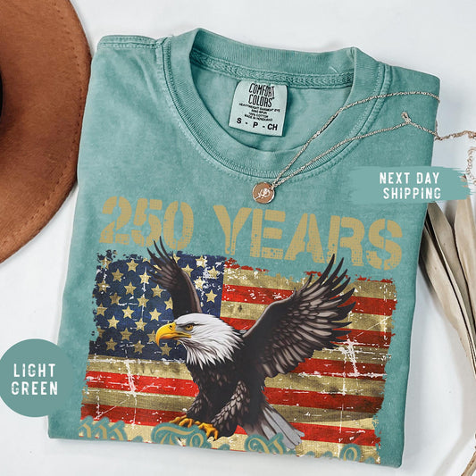 Retro USA 250 Shirt Comfort Colors® Celebrate 250th Anniversary Shirt Independence Day Shirt USA Flag Tee 4th of July Shirt Patriotic Gift