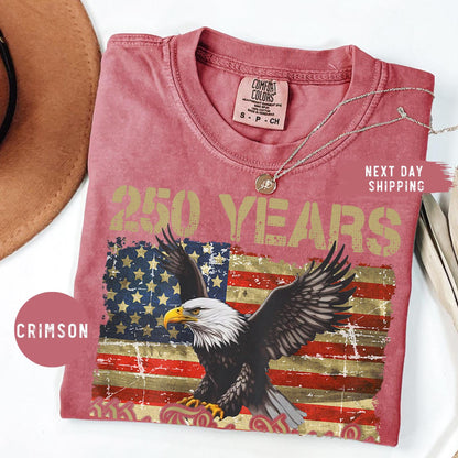 Retro USA 250 Shirt Comfort Colors® Celebrate 250th Anniversary Shirt Independence Day Shirt USA Flag Tee 4th of July Shirt Patriotic Gift