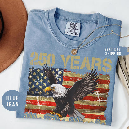 Retro USA 250 Shirt Comfort Colors® Celebrate 250th Anniversary Shirt Independence Day Shirt USA Flag Tee 4th of July Shirt Patriotic Gift