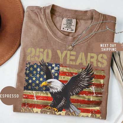 Retro USA 250 Shirt Comfort Colors® Celebrate 250th Anniversary Shirt Independence Day Shirt USA Flag Tee 4th of July Shirt Patriotic Gift