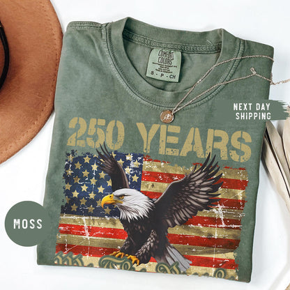 Retro USA 250 Shirt Comfort Colors® Celebrate 250th Anniversary Shirt Independence Day Shirt USA Flag Tee 4th of July Shirt Patriotic Gift